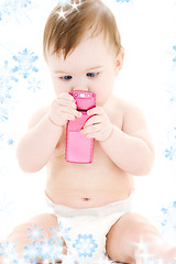 Image showing baby with cell phone