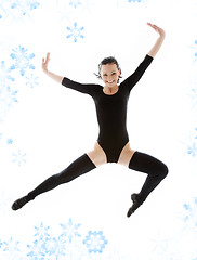 Image showing jumping girl in black leotard