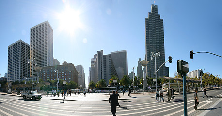 Image showing Panoramic photo of the Financial District in San Francisco