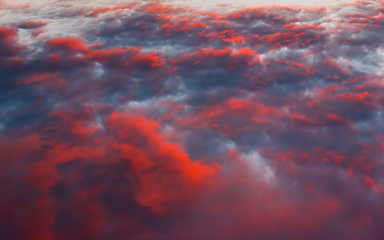 Image showing Red Clouds in the Summer Sky after Sunset