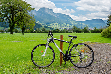 Image showing Bike and in the background the amazing Switzerland landscape