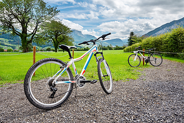 Image showing Bikes and in the background the amazing Switzerland landscape