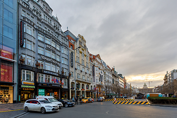 Image showing Advent time Christmas market at Wenceslas square, Prague