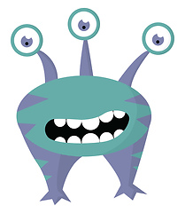 Image showing Monster with 3 big eyes, vector color illustration.