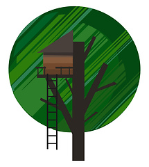 Image showing Portrait of a treehouse over spherical green background vector o