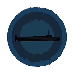 Image showing Clipart of the painting of a submarine over blue background vect