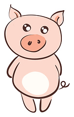 Image showing Cute smiling pink pig vector illustration on white background 