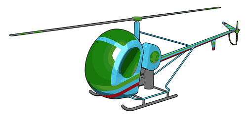 Image showing Blue and green helicopter with green and red stripes vector illu