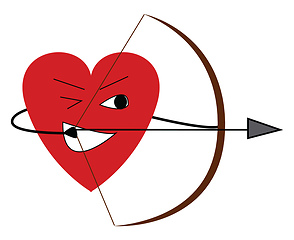 Image showing The happy heart with the bow and arrow vector or color illustrat