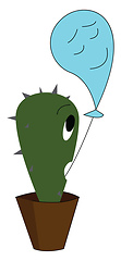 Image showing Emoji of a cute cactus plant with its mouth wide opened and hold