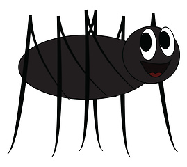 Image showing A black cartoon spider with two bulging eyes vector or color ill