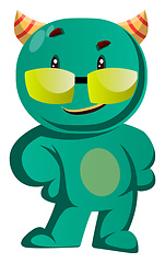 Image showing Cool green monster with sunglasses vector illustration