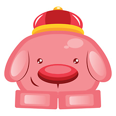 Image showing Pig with a traditional Chinese capillustration vector on white b