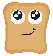 Image showing Bread slice with big eyes and smilling mouth vector illustration