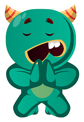 Image showing Green monster begging vector illustration