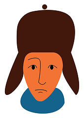 Image showing Man wearing brown hat with ear flaps vector or color illustratio