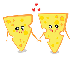 Image showing Two yellow-colored love candles glowing light vector or color il