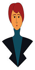 Image showing Portraite of a lady with red hair and blue long neck dress  vect