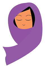 Image showing A Arabian lady covered in purple headscarf vector or color illus