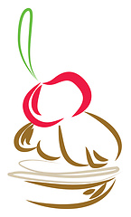 Image showing Simple cartoon of cherry cake vector illustration on white backg