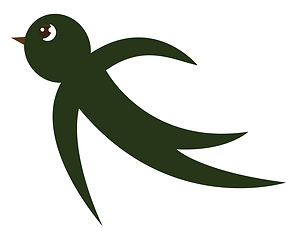Image showing A small cartoon green-colored swallow bird vector or color illus