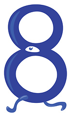 Image showing Blue animal shaped numerical number eight vector or color illust