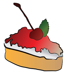 Image showing Piece of cake with cherry on the top vector or color illustratio