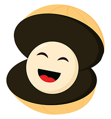 Image showing A cartoon oyster with a laughing pearl vector or color illustrat