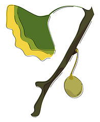 Image showing Clipart of a flower and a seed hanging on a small branch of the 