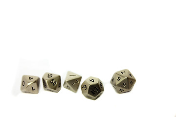 Image showing Small Metal Dice in a Row