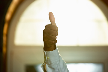 Image showing Close up of african-american human\'s hands gesturing