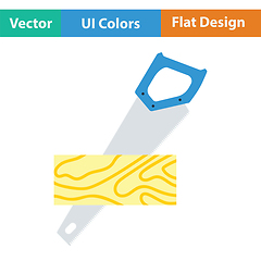 Image showing Handsaw cutting a plank icon