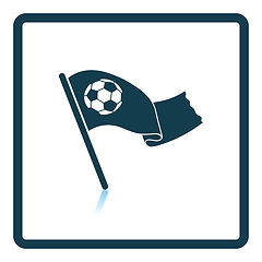 Image showing Football fans waving flag with soccer ball icon