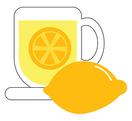Image showing Clipart of a coffee cup filled with lemon tea vector or color il