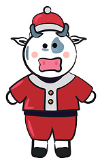 Image showing Cow in red Santa dress vector or color illustration