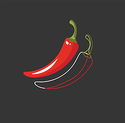Image showing Portrait of red hot chilly peppers over dark background vector o