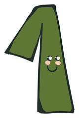 Image showing Funny smiling cartoon number-1 vector or color illustration