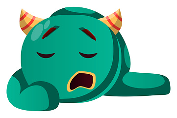 Image showing Cute sleepy green monster vector illustration