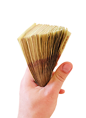 Image showing Ukrainian money in the hand isolated