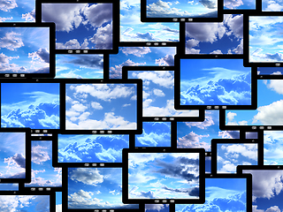 Image showing tablets with different images of sky