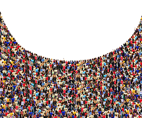Image showing many people standing in the crowd by semicircle