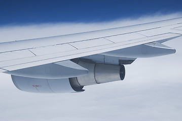 Image showing Airplane wing and engine