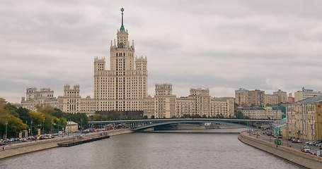 Image showing Stalin era tower building skyscraper on Kotelnicheskaya embankment