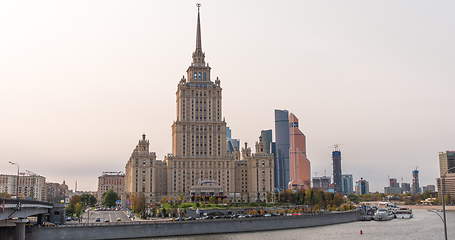 Image showing Stalin era tower building of Ukraine hotel