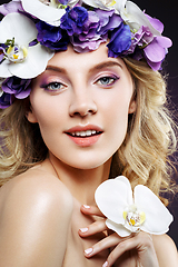 Image showing beautiful blond girl with flowers