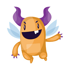 Image showing Evil orange fairy monster with big purple horns and wings illust