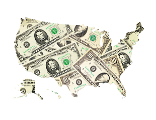 Image showing map of United States of America from dollars