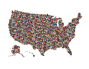 Image showing map of USA from crowd of different people isolated