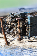 Image showing part of the old wooden benches