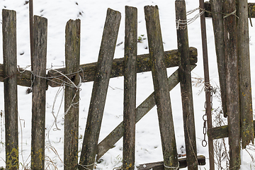 Image showing Old wooden fence